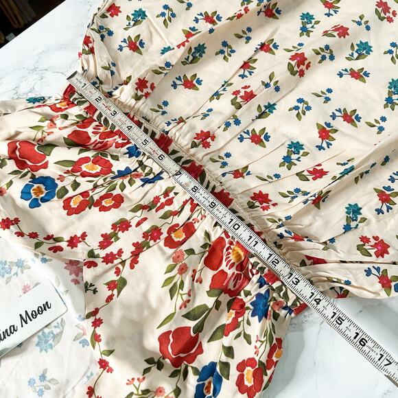 Celina Moon X Anthro Cotton Flutter Sleeve Floral‎ Maxi Dress women’s size large - Picture 12 of 14